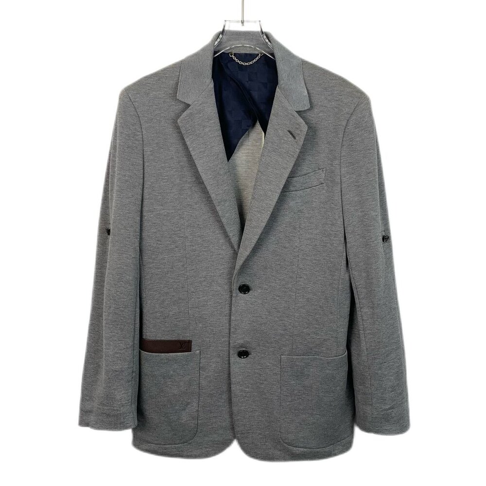 J13421 Louis Vuitton Grey Cotton Lapel Single-Breasted Long-Sleeved Suit Jacket